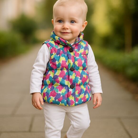Kids Headquarters Girls Vest Size 12 Mo Colorful Puffy Puffer Pink Blue NEW - Picture 3 of 8